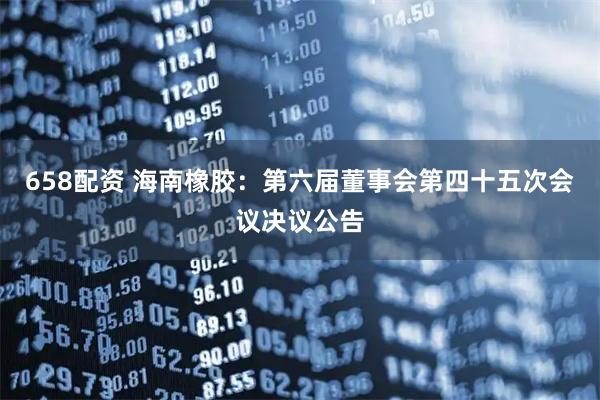 658配资 海南橡胶：第六届董事会第四十五次会议决议公告