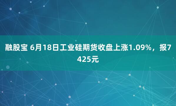 融股宝 6月18日工业硅期货收盘上涨1.09%，报7425元