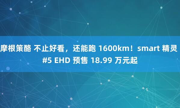 摩根策酪 不止好看，还能跑 1600km！smart 精灵 #5 EHD 预售 18.99 万元起